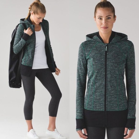 Lululemon Daily Practice Jacket Irregular Spacebone Sea Mist Deep Green / Black - Picture 1 of 13
